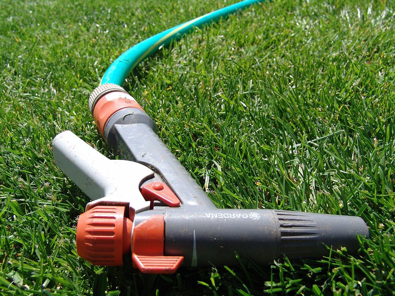 A Gardena garden hose pistol