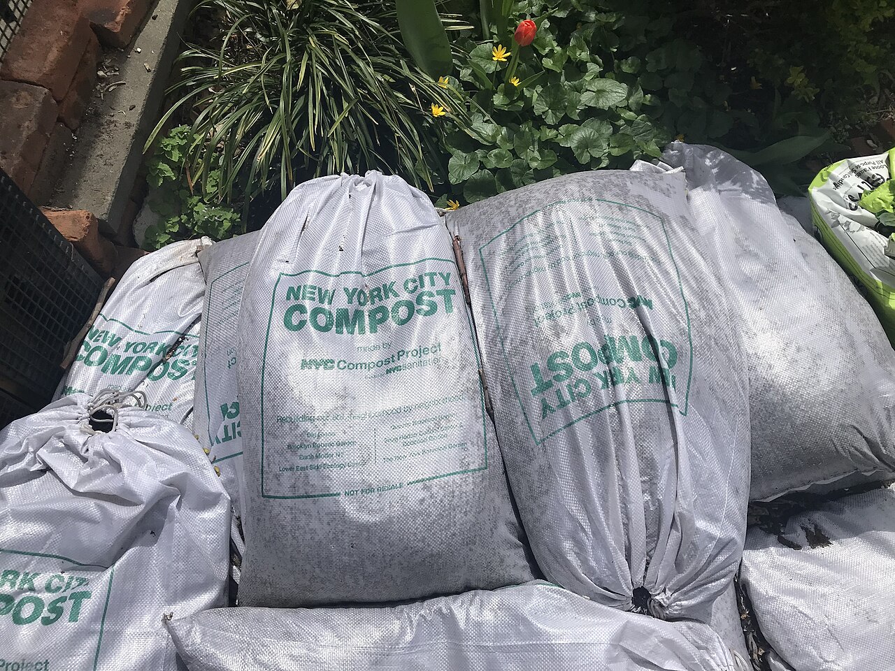 NYC Compost Project bags at Brooklyn Bears community garden