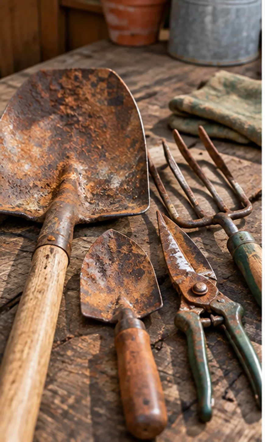 A practical first look at how to remove rust from garden tools.
